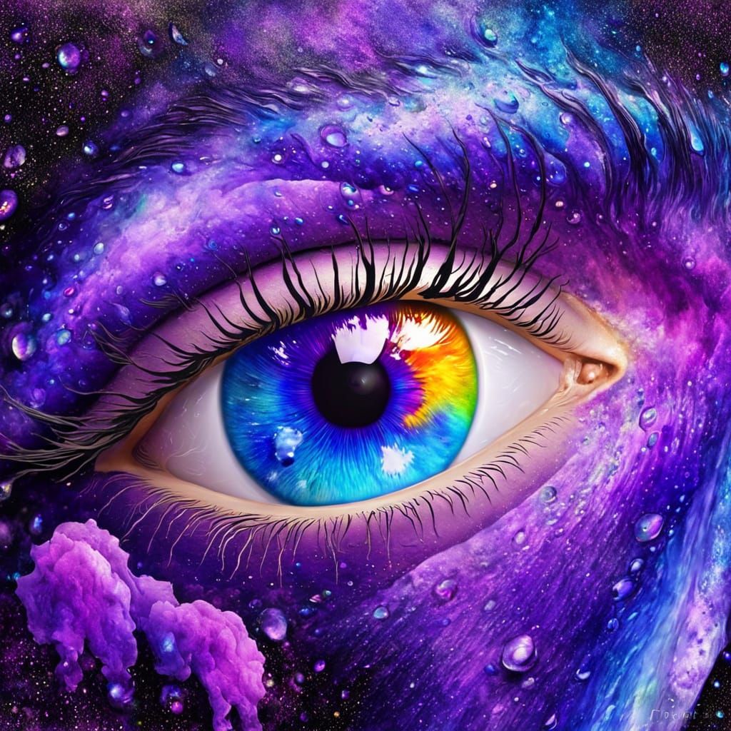 Surreal Cosmic Eye with Vibrant Celestial Colors