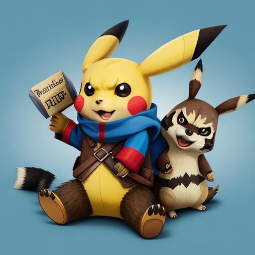 "hybrid pikachu and Rocket the Raccoon"