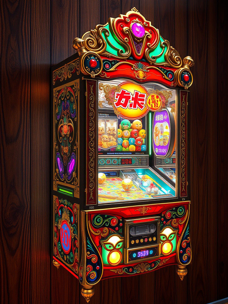 Ornate Pachinko Machine in Vibrant Anime Style