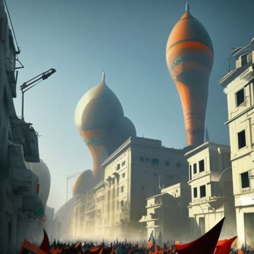 Syrian Protest: Dynamic Lighting Concept Art
