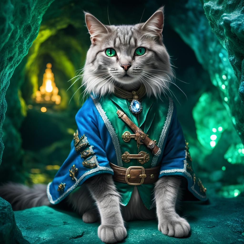 Pirate Cat in Emerald Crystal Cave