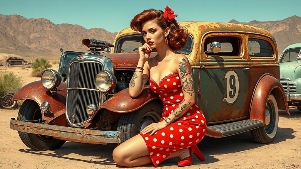 Sultry Pin-up Girl in Retro Diner Style