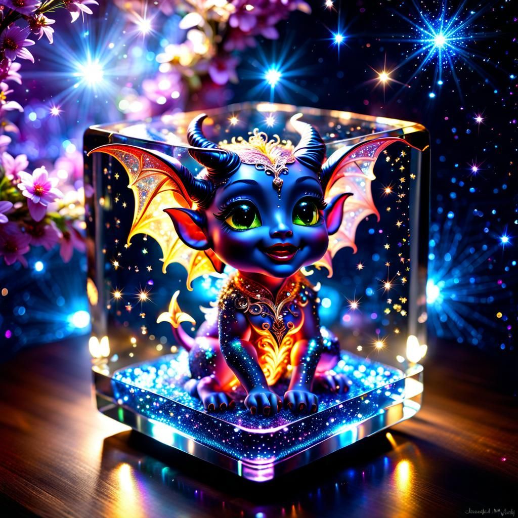 Baby Demon in a Cube