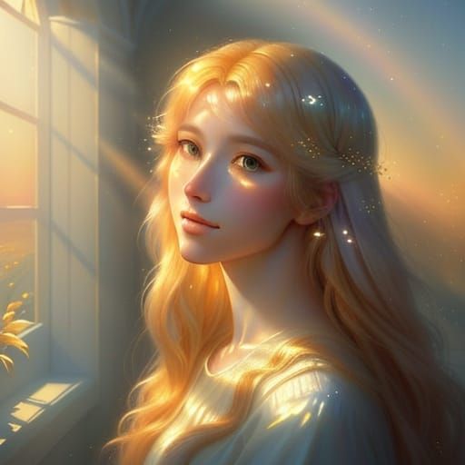 Tranquil Dawn Portrait in Impressionistic Oil Painting Style