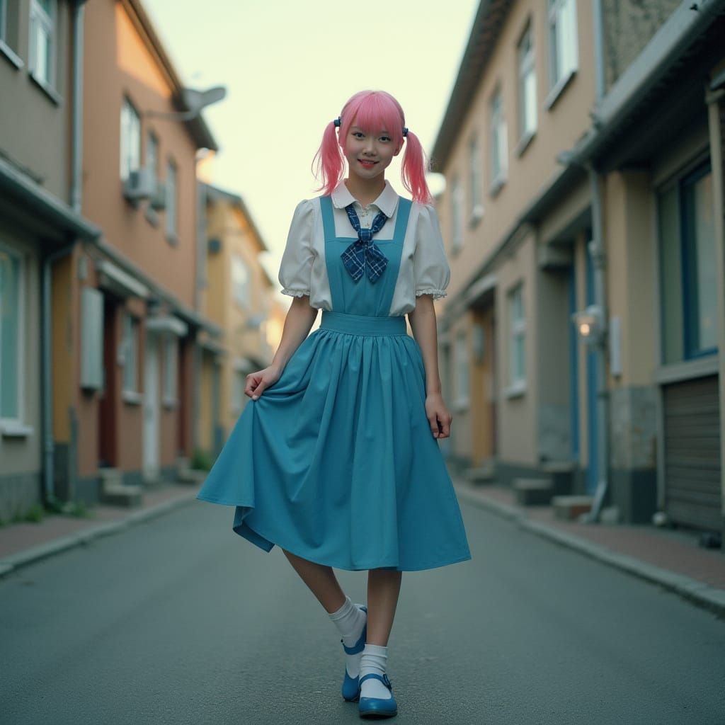 Confident Crossdresser in Vintage-Inspired Attire with Playf...