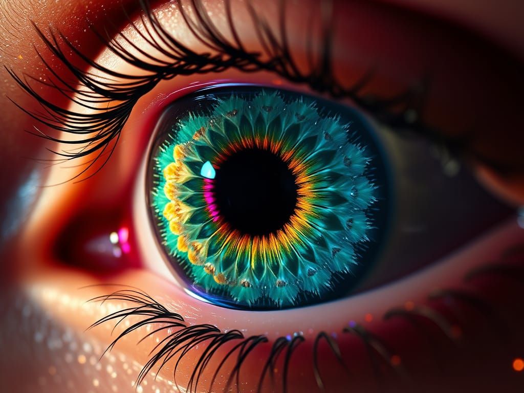 Eye Portal to Multidimensional Realms in Vibrant Colors