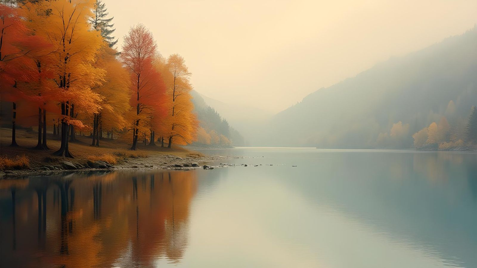 Autumn Trees Reflected in Lake