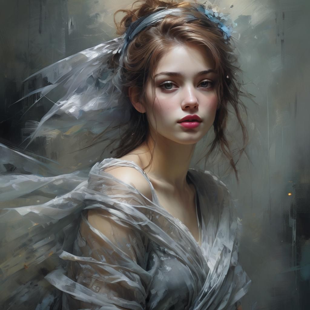 Moonlit Woman in Tulle: Fine Art Portrait