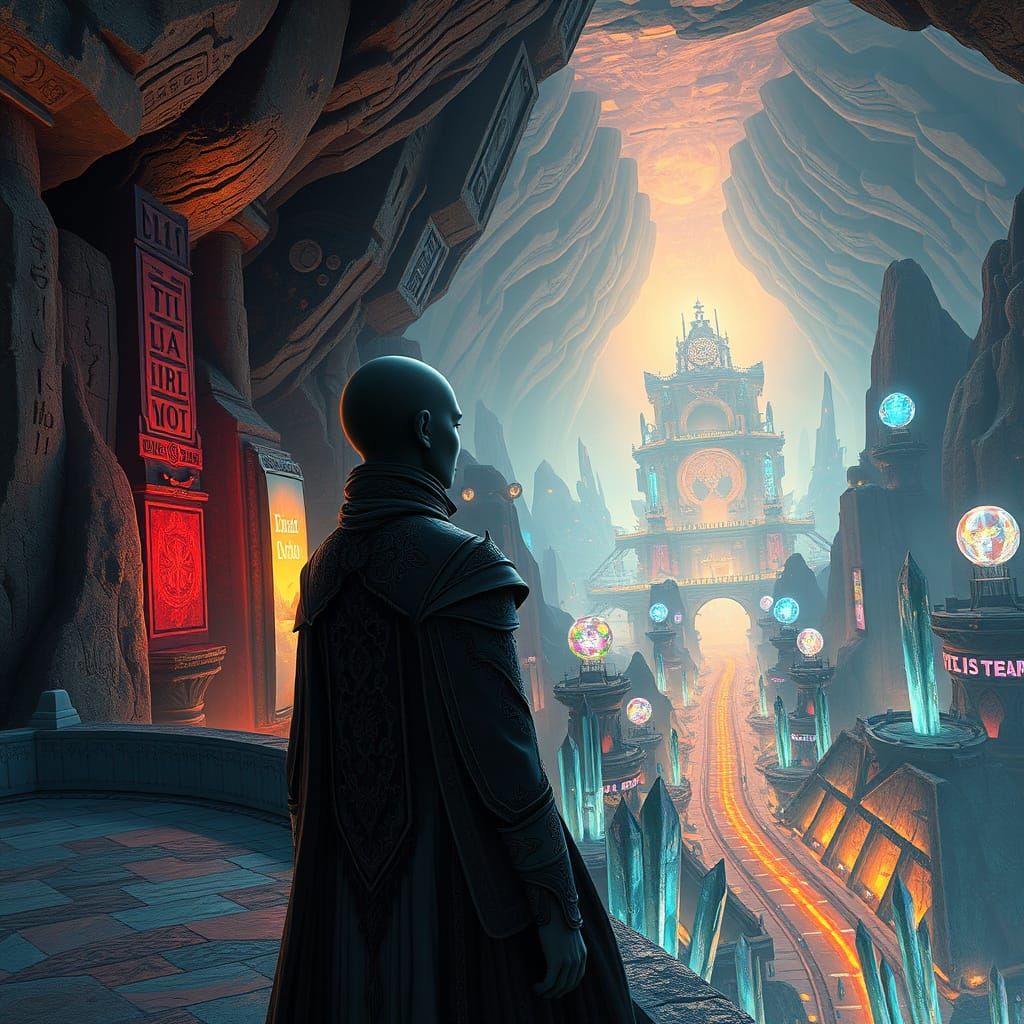 Underground Cityscape in a Cyberpunk Aesthetic