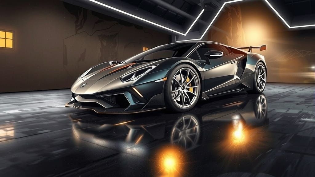 Sleek Supercar Speeds Down Mountain Road in Futuristic Hyper...