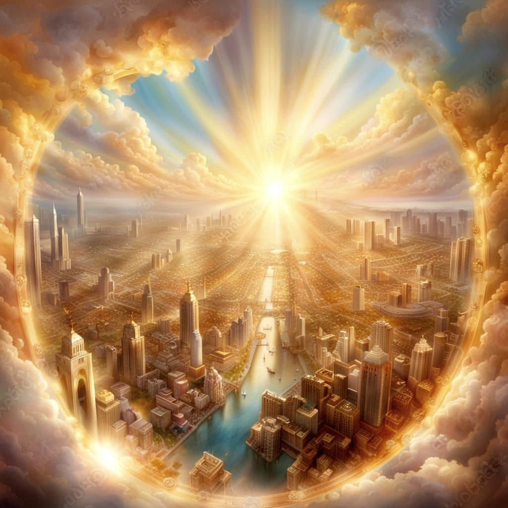 Hyper-Realistic Heaven: City of Light and Souls