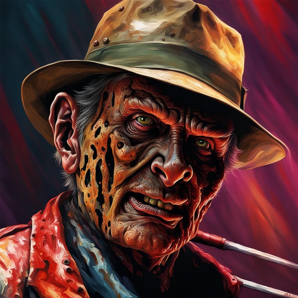Hyperrealistic Freddy Krueger Portrait with Dramatic Lightin...