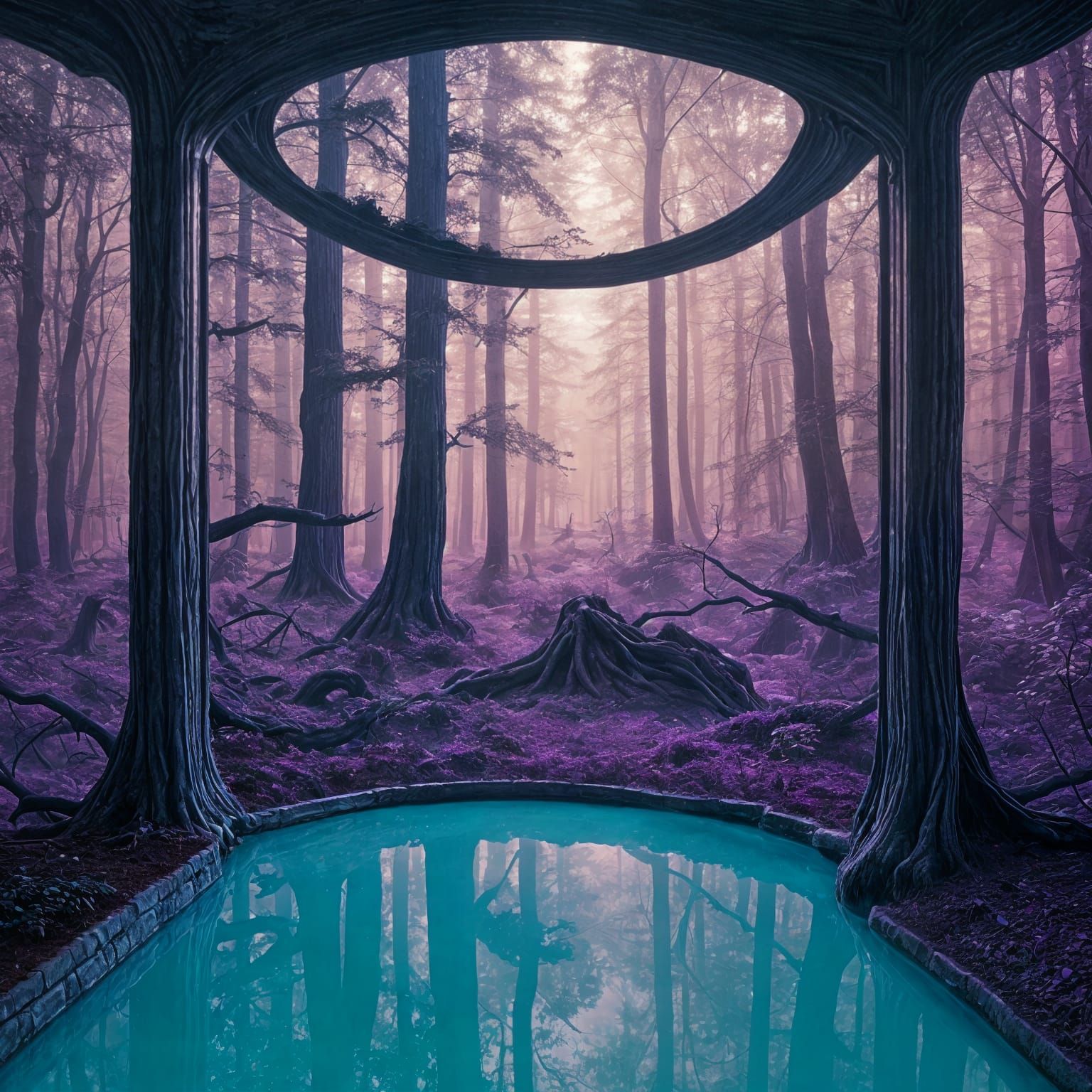 Surreal Forest Portal Appears in Antique Mirror