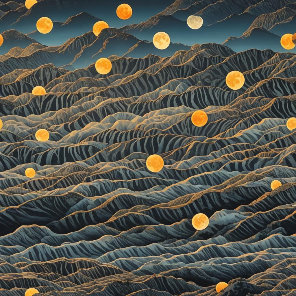 Moonset Inside Zebra Wave in Hyperrealistic Style