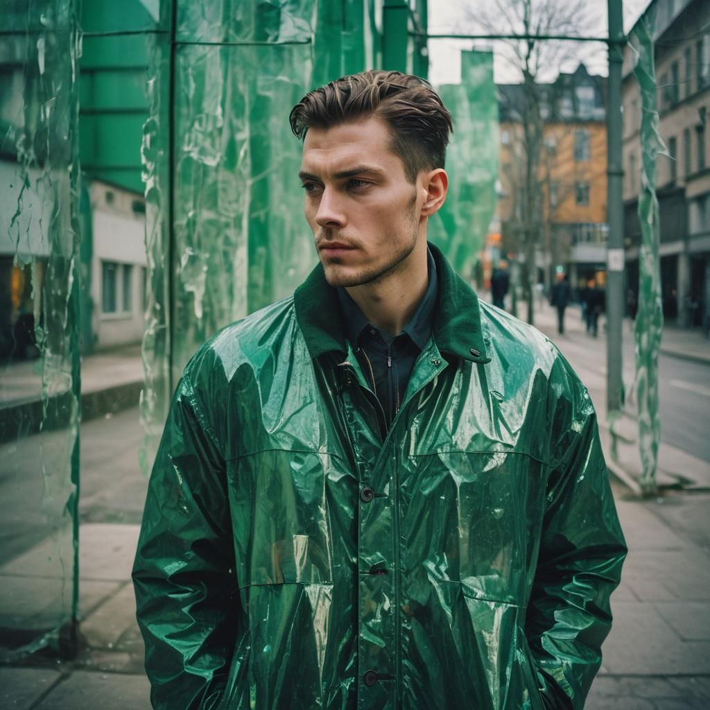 Male Model in Emerald Jacket, Helsinki School Style
