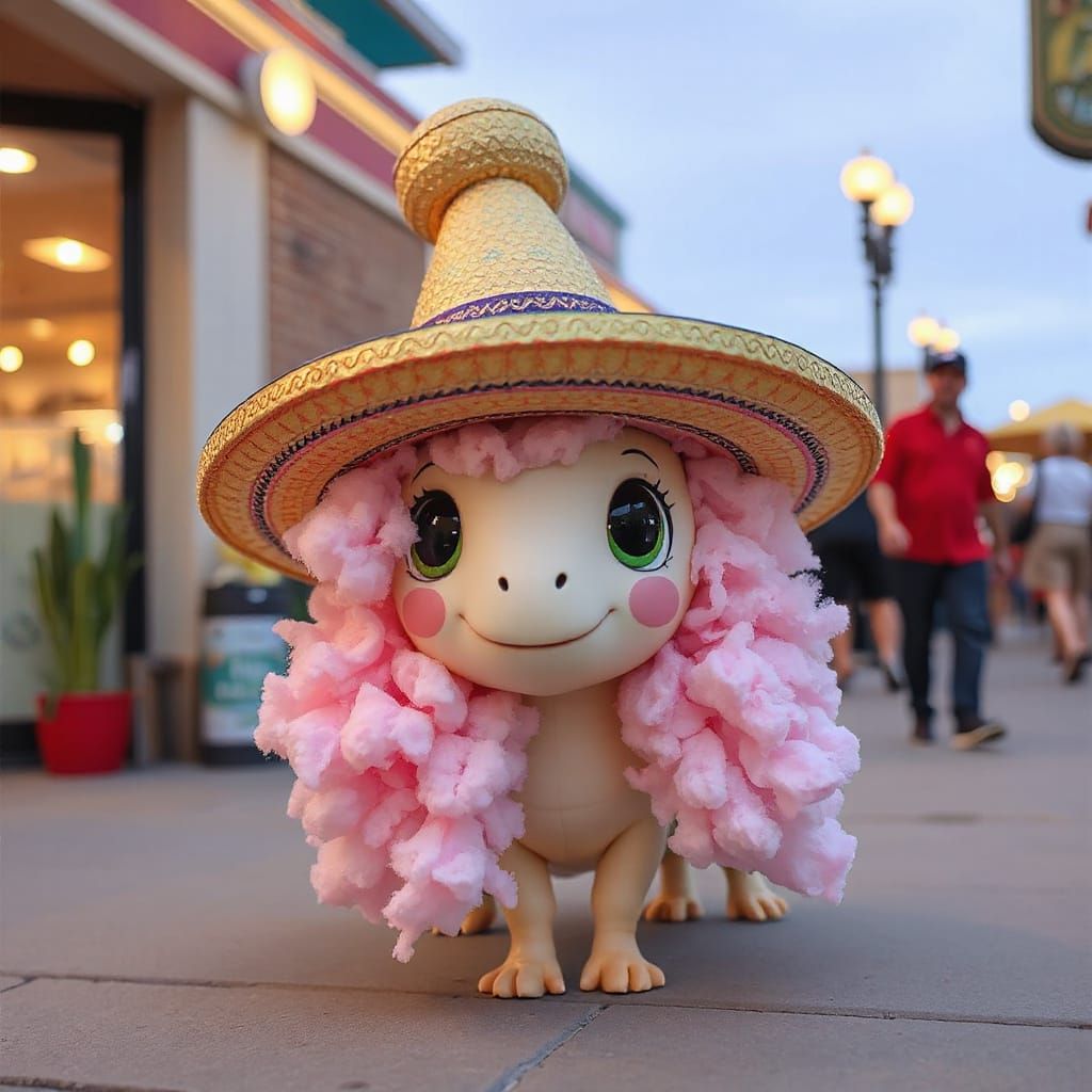 Cotton Candy Caterpillar in Sombrero: Cute Commercial Art