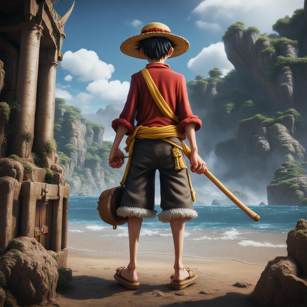 Detailed Matte Painting of Luffy in 8k