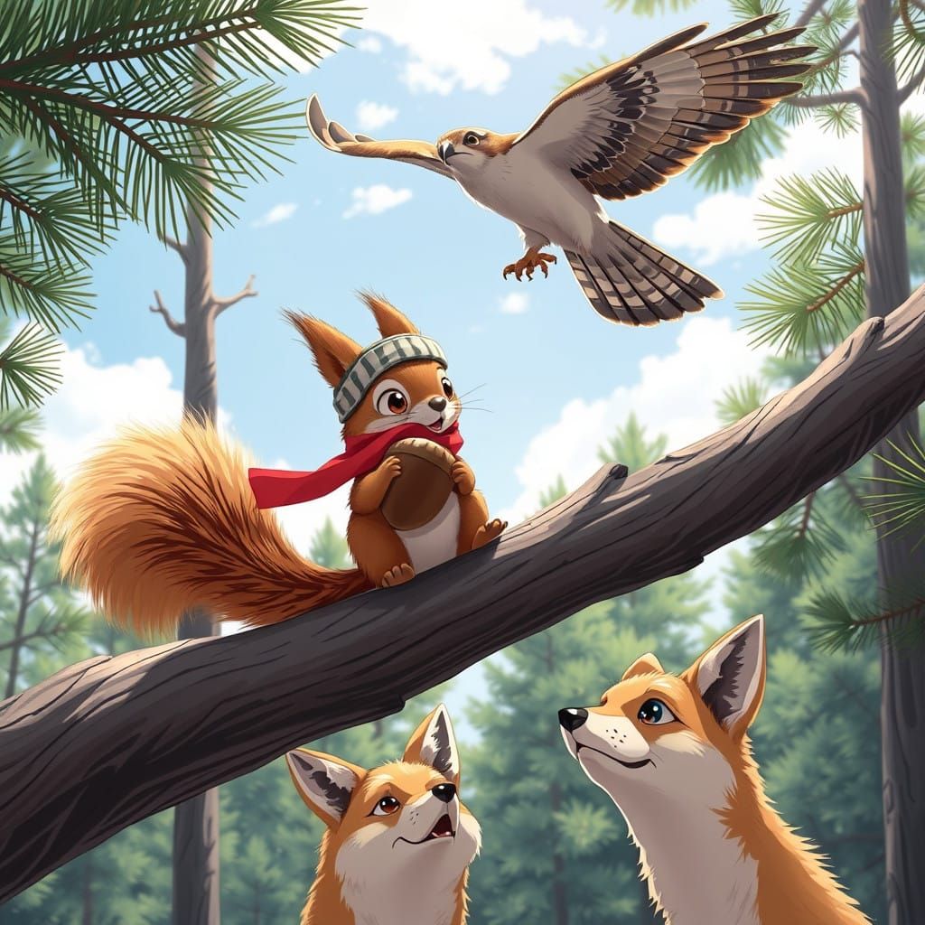 Whimsical Forest Adventure in Anime Key Visual Style