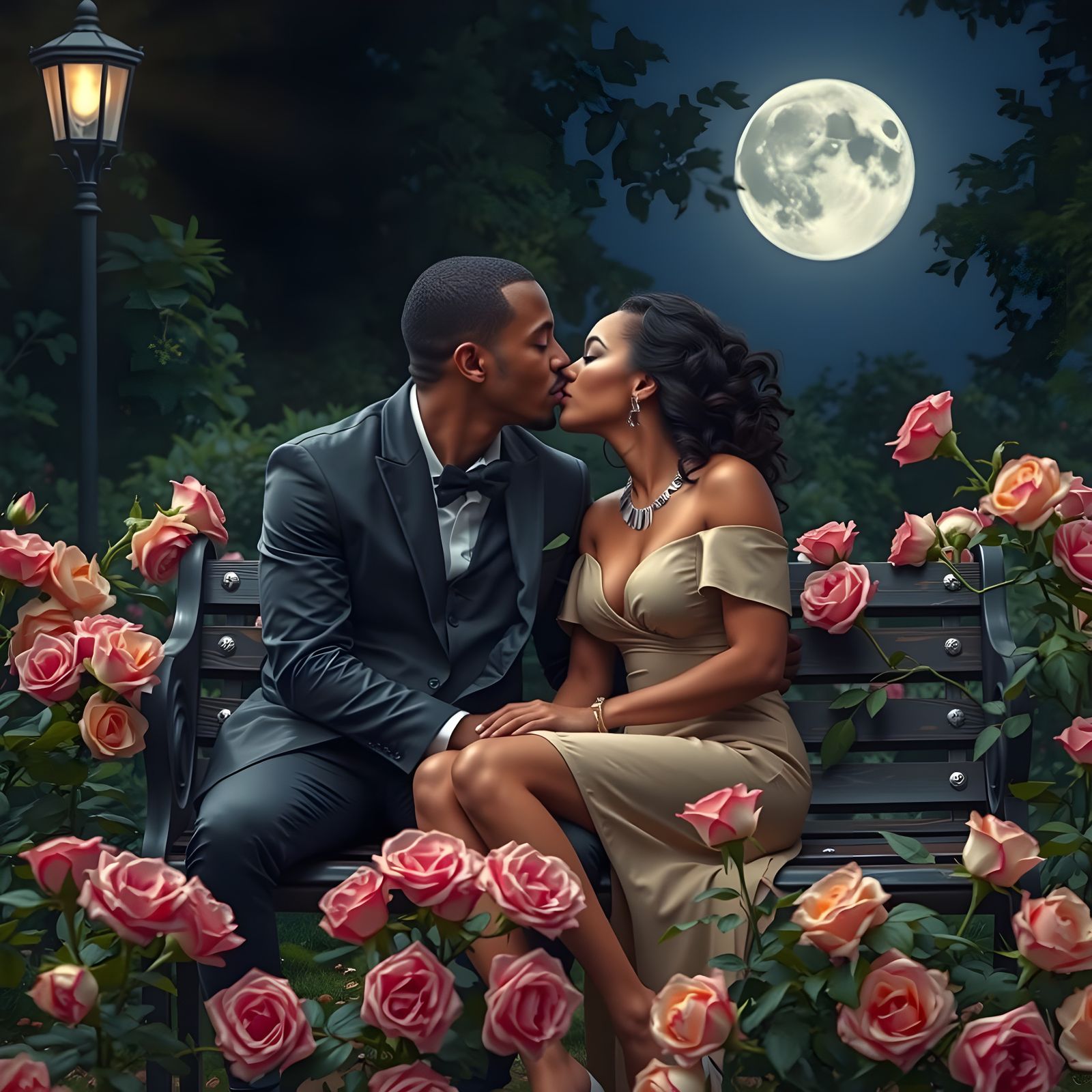 Love Under the Moonlight: A Romantic Couple's Serene Moment