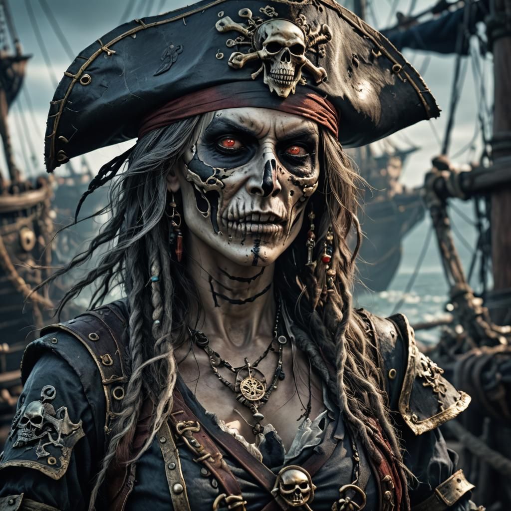 Hyperrealistic Undead Pirate Woman in HDR
