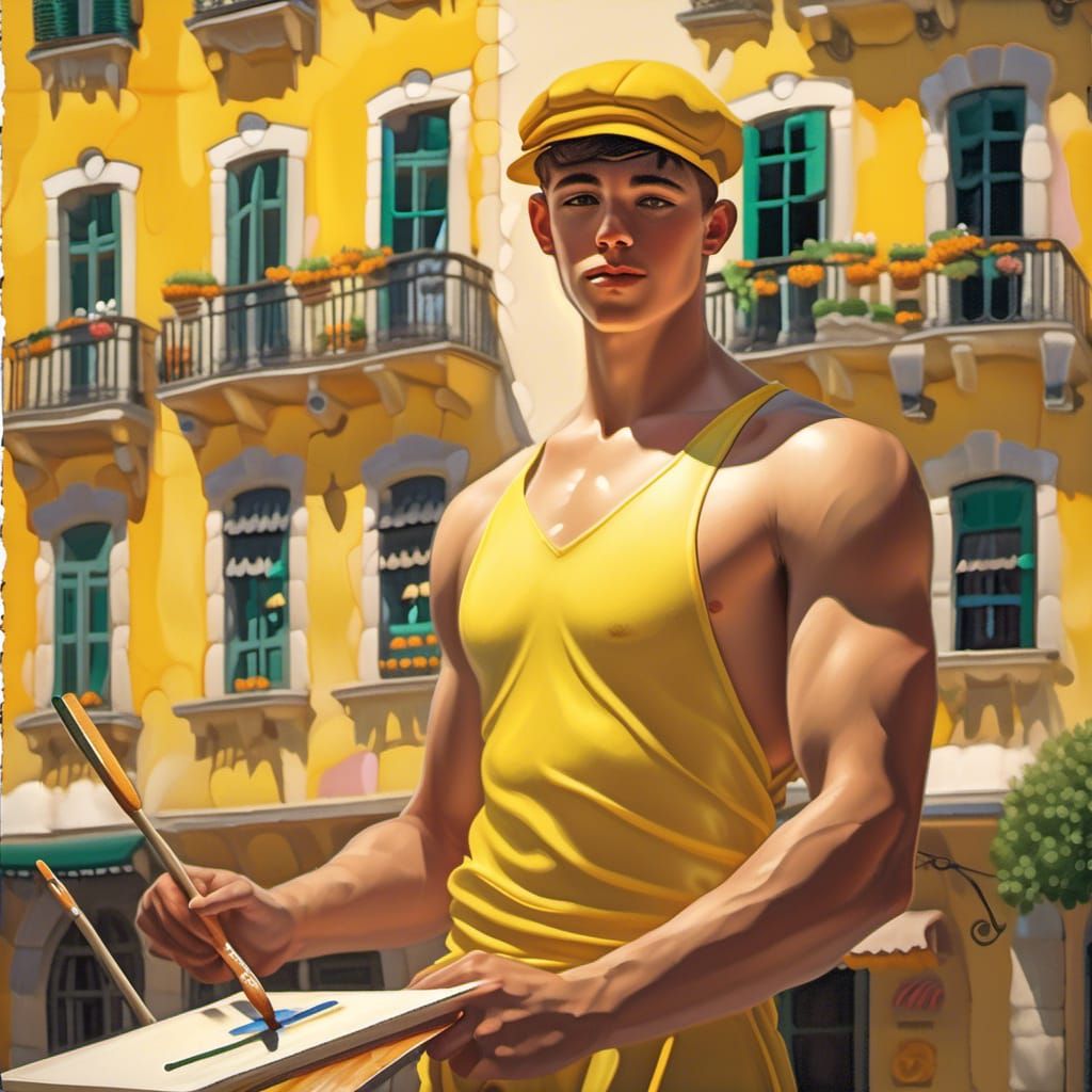 Young painter in Italy