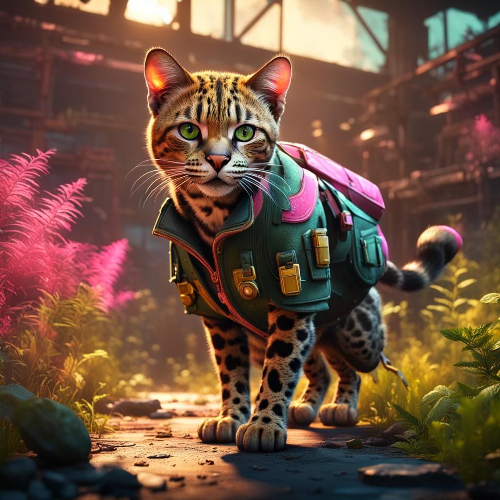 Leopard Cat Detective in Neo-Post Apocalyptic Gym