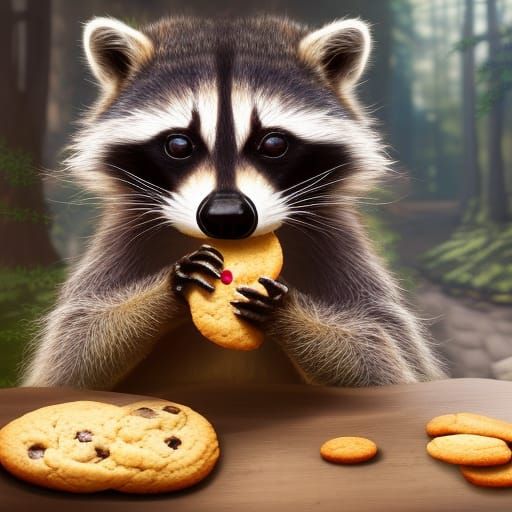 Raccoon Enjoys a Cookie: Detailed Matte Painting