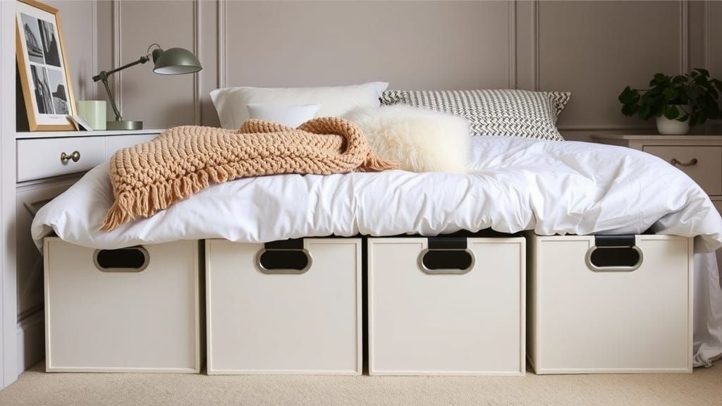 Under-bed storage boxes for out of season clothes and beddin...