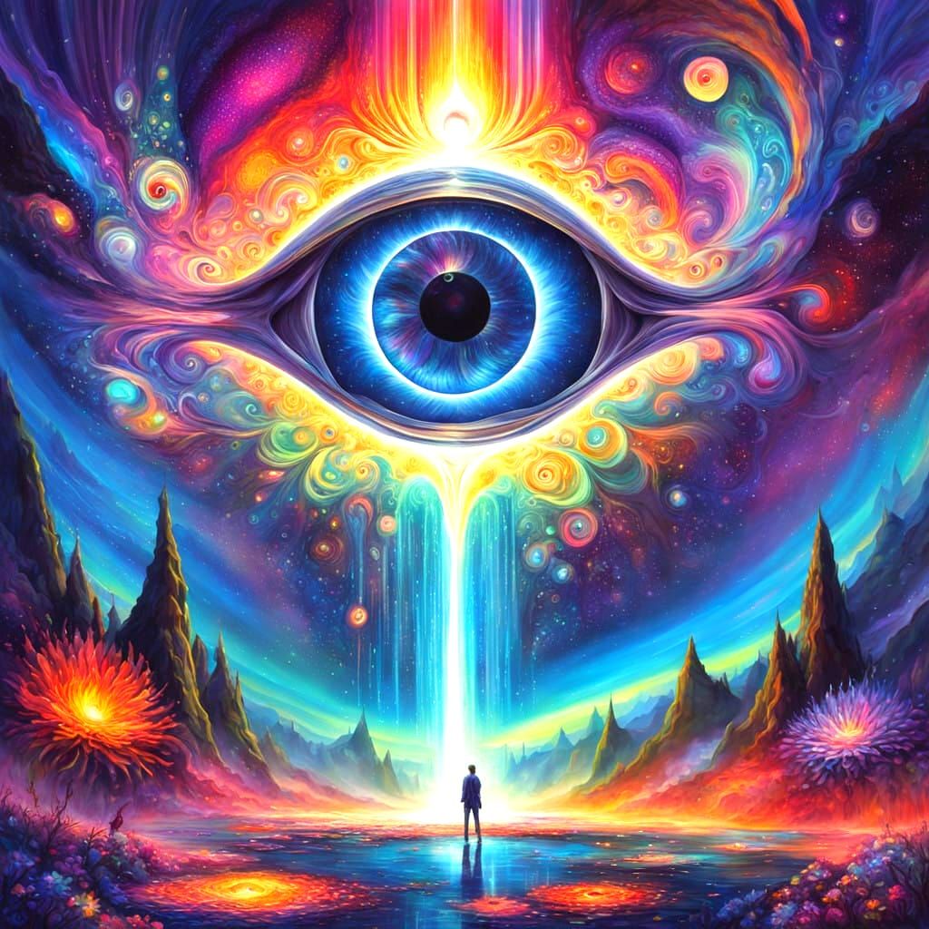 Ethereal Cosmic Blooms in Psychedelic Space