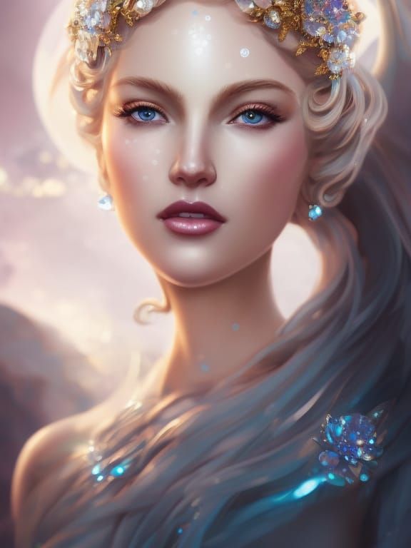 Pearl and Glass Goddess: Hyperrealistic Concept Art