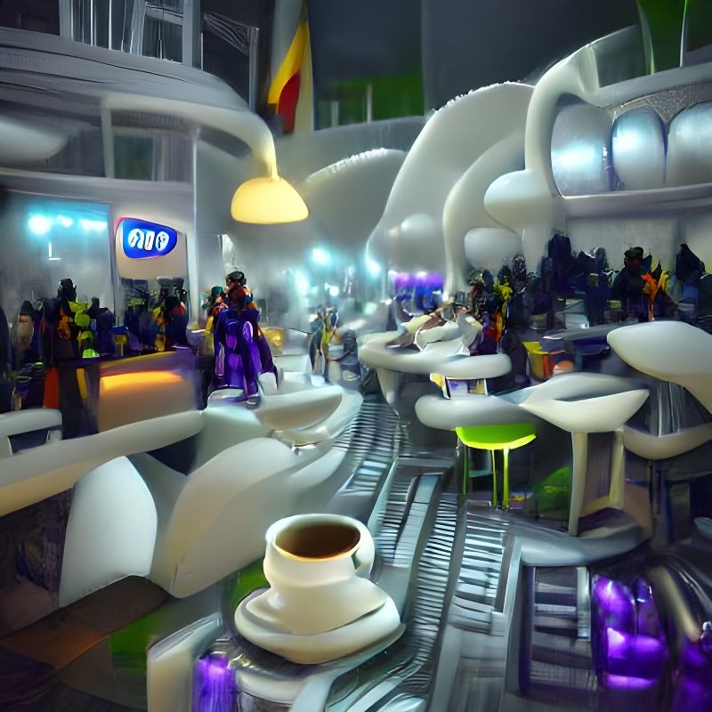 Futuristic Sci-Fi Cafe at Midnight, Ambient Occlusion