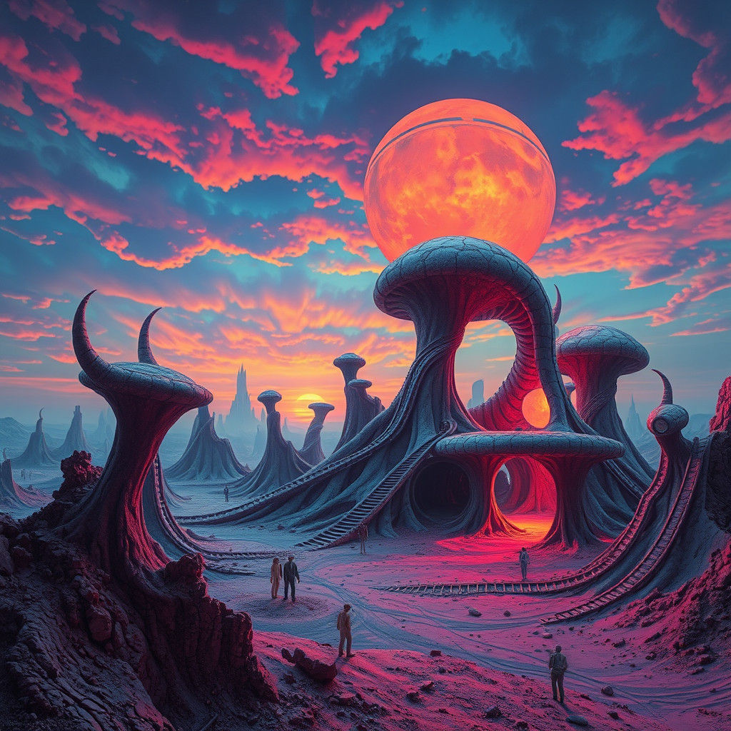 Surreal Landscape Inspired by Beksiński and Giger
