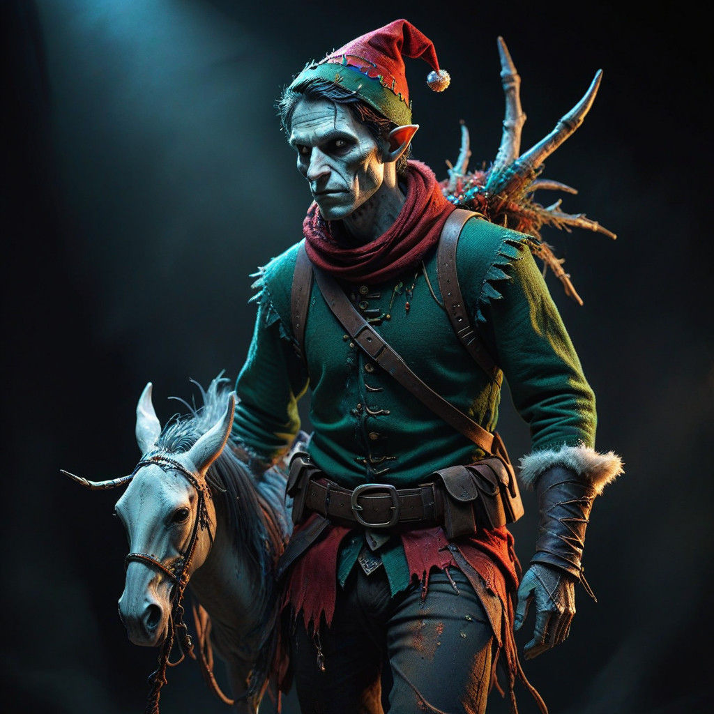 Skeletal Christmas Elf in Hyperrealistic Concept Art