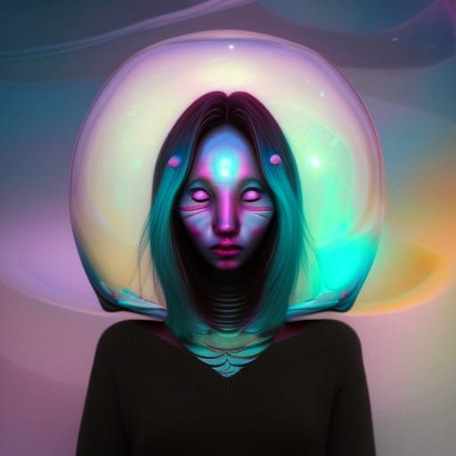 Alien Father: Dreamy 3D Render in Maximalist CGI Style