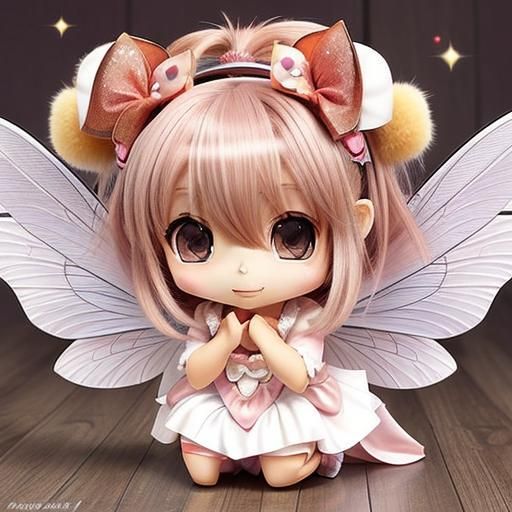 Cute Kawaii Fairy Girl in Anime Cartoon Style