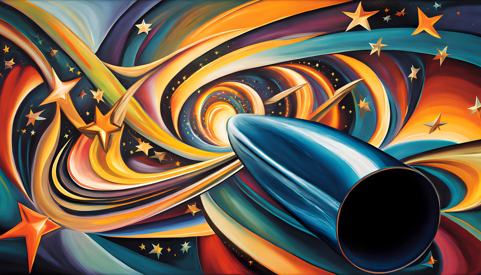 Surreal Cosmic Odyssey in a Vivid, Iridescent Landscape