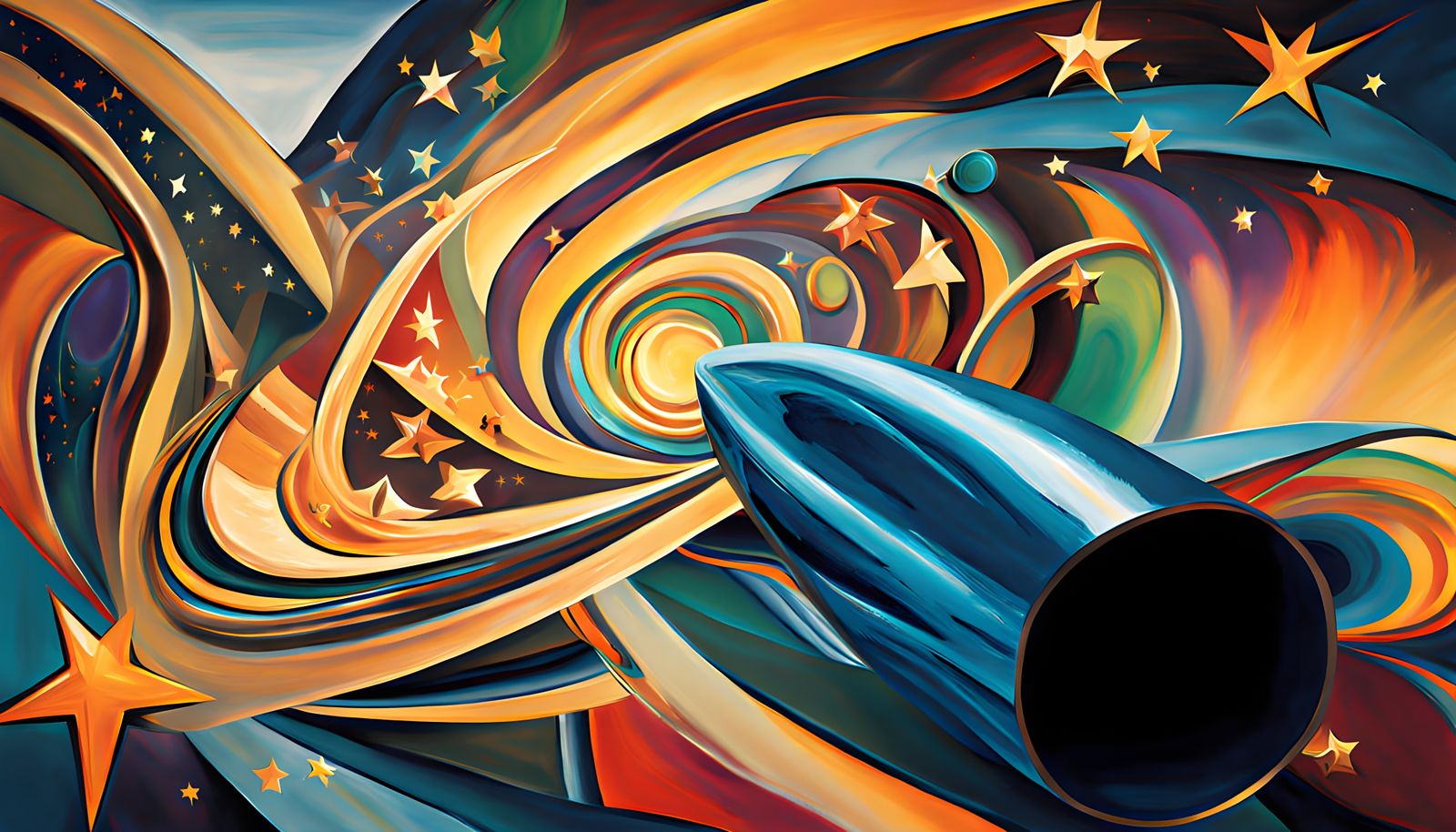 Surreal Cosmic Highway in Antipasto Oil Painting Style