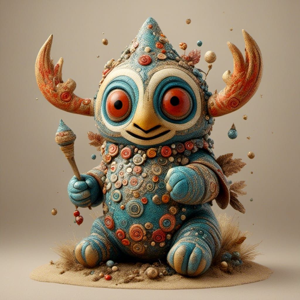 Abstract Folk Art Figures in Nordic Style