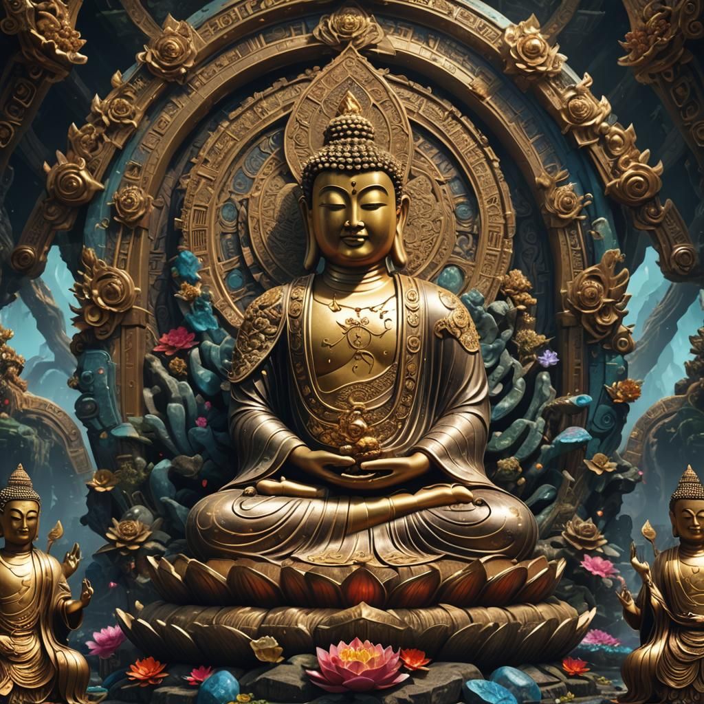 Godly Treasure Earth Buddha: Detailed Matte Painting