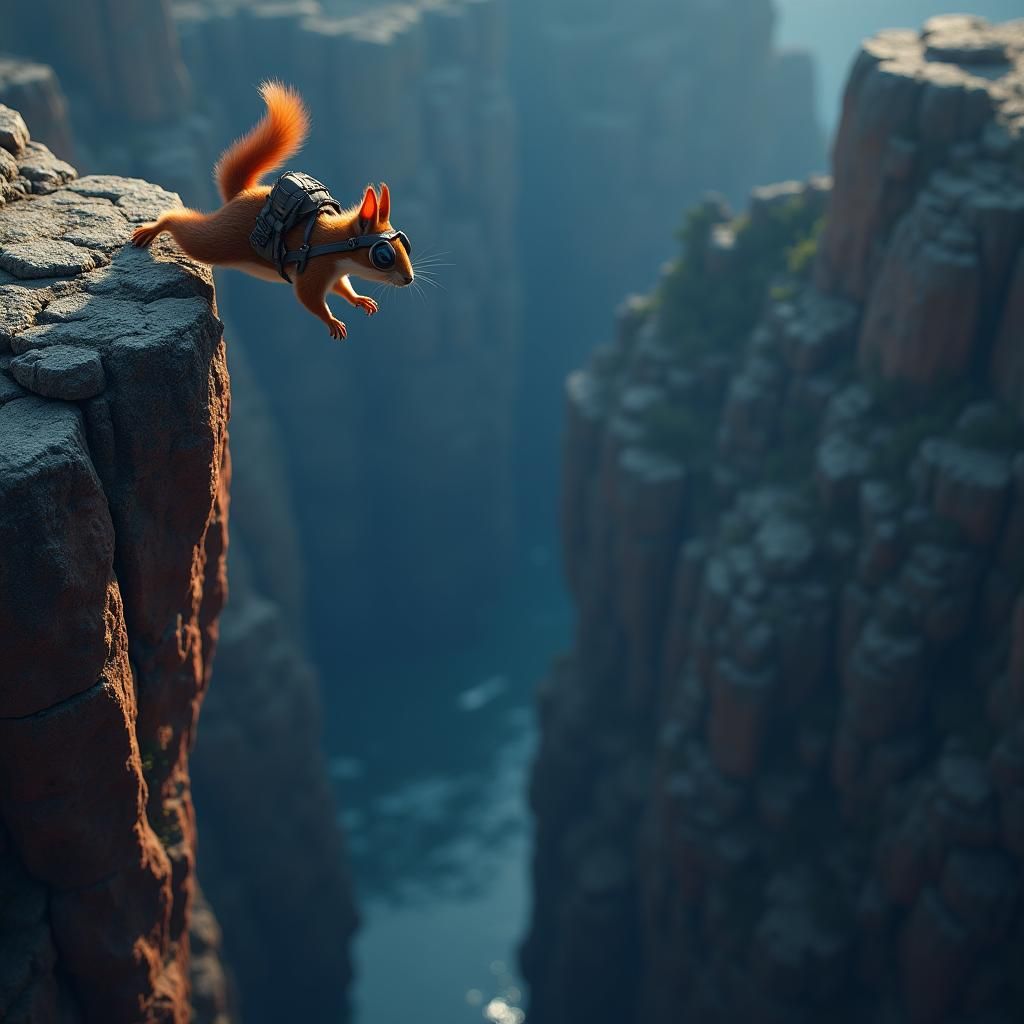 Squirrel's Daring Leap into the Abyss