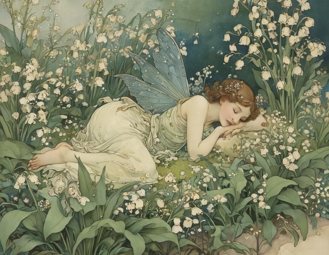 Fairy Sleeps Among Lily of the Valley