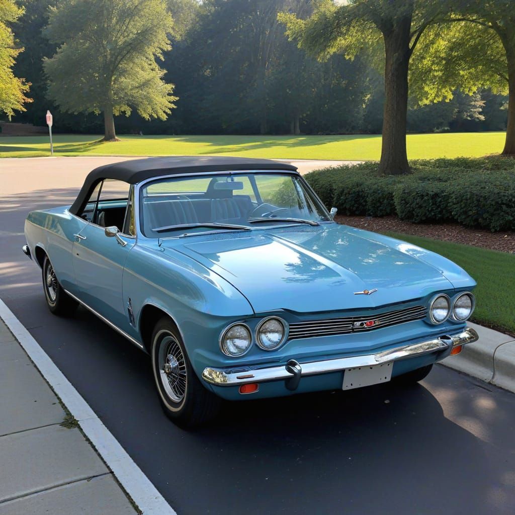 1965 Light Blue Chevrolet Corvair Monza Convertible