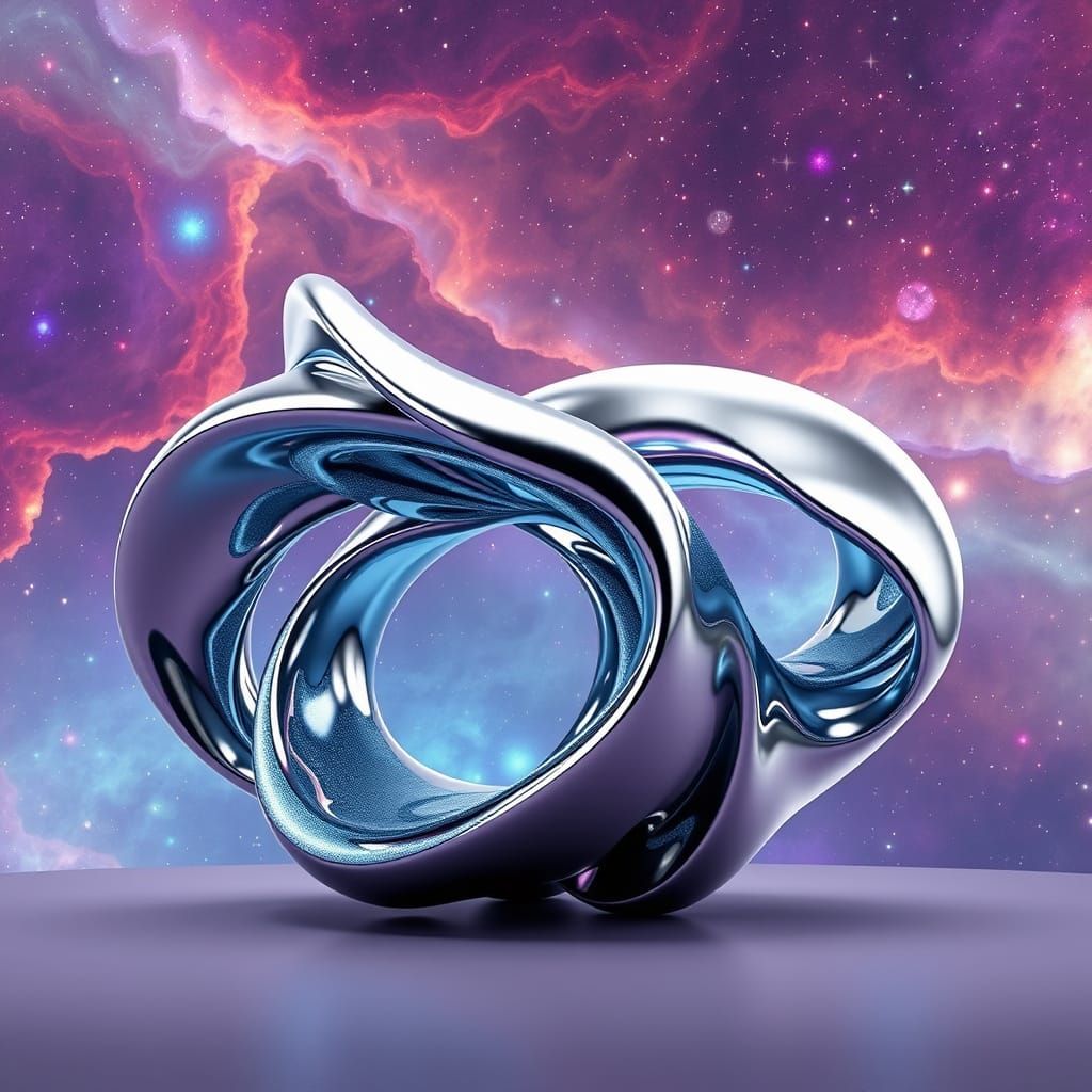 Cosmic Sculpture in Vibrant Galaxy Background