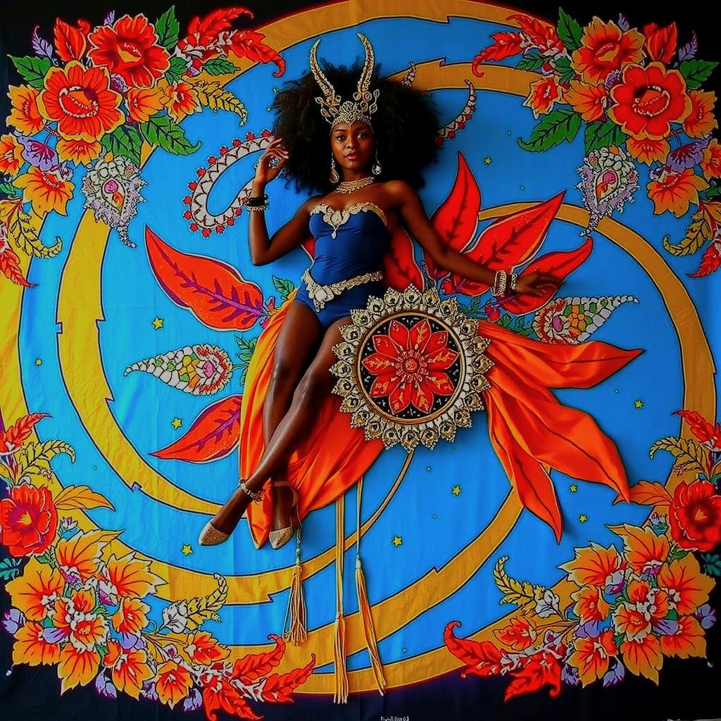 Psychedelic Garden Dreamscape with Cosmic Mystery