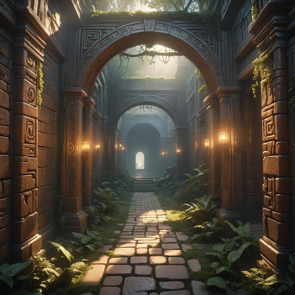 Grand Labyrinth with Glowing Light, Matte Painting