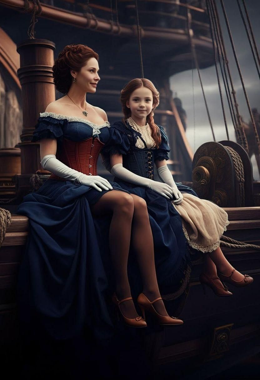 A leisurely girl and her mother accompanying her