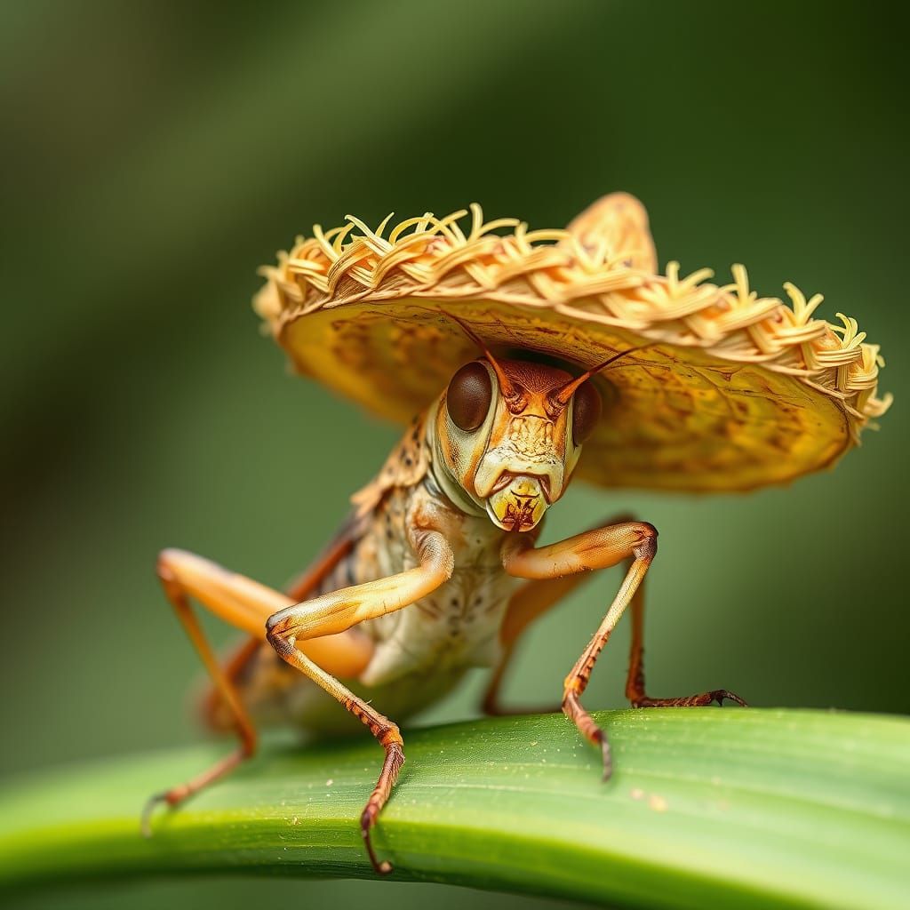 Grasshopper Wearing a Sombrero