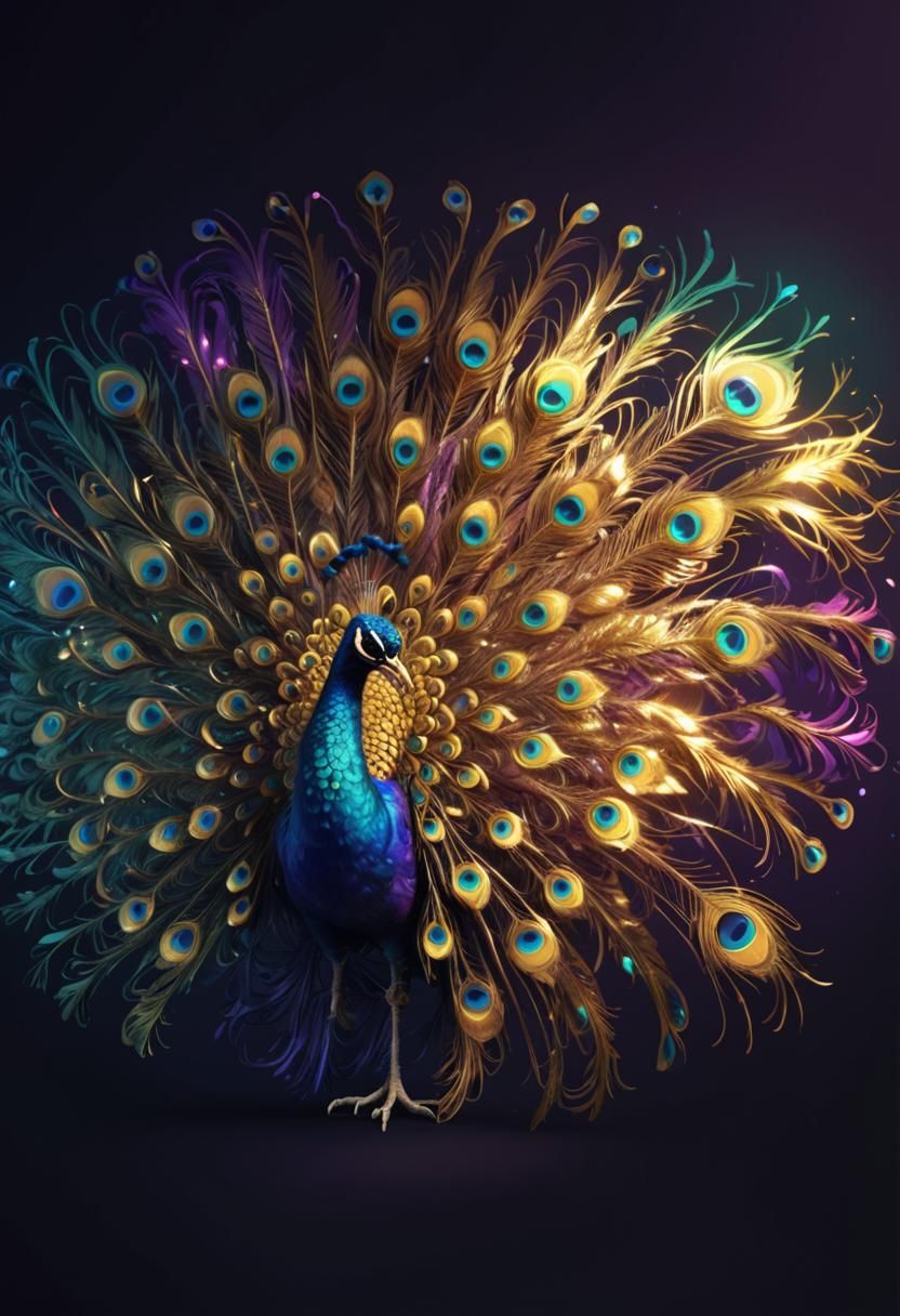 peacock showing his voluptuous tail