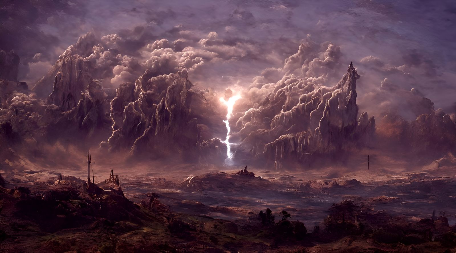 Cataclysmic Lightning Storm Painting in Hyperrealism Style