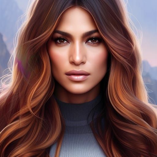 Jennifer Lopez Portrait in Art Nouveau Style